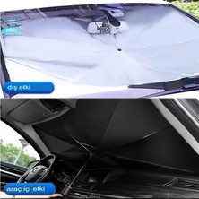 Prime Araç Içi Ön Cam Güneşliği, Katlanabilir Şemsiye Şeklinde Otomobil Ön Cam Güneşliği,%99 Etkin Koruma, Otomobil, Suv, (140 x 79 Cm)
