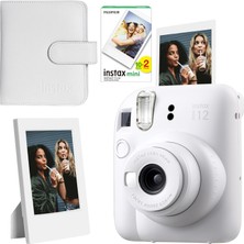 Prime Mini 12 Beyaz Fotoğraf Makinesi-20'li Film-Çerçeve ve Kare Albüm Seti