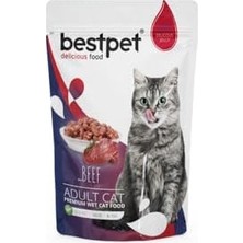 Prime Bestpet Yetişkin Kediler Için, Tahılsız, Jöle Içinde Sığır Parça Etli Yaş Mama (24 x 85GR)
