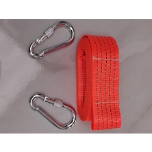 Prime Çeki Halatı 3 Ton 5 M (Çekme Halatı) Kumaş 10 mm Vidalı Metal Çengelli Karabinalı, Turuncu Kumaş Çeki Halatı, 5 cm Genişlik 2mm, Yüksek Dayanıklı, Çelik Uçlu Araba Çekme, Oto Çeki