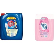 Prime Pril Sıvı Bulaşık Deterjanı Limon 4 kg + Vernel Çamaşır Yumuşatıcısı Gülün Büyüsü 50 Yıkama 5 Lt