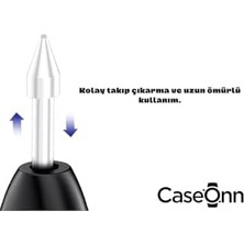 Prime Caseonn Plus Kalem Ucu 5 Adet Siyah Siyah Galaxy Tab S10 Fe ile Uyumlu