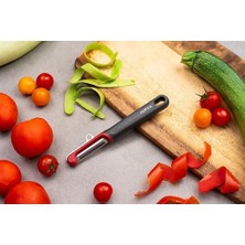 Prime Yumuşak Cilt Soyucu - Domates, Şeftali ve Daha Fazlası Için Ultra Keskin Paslanmaz Çelik Bıçak - Ergonomik Buğday Samanı Sapı - Dahili Göz Kesici ve Güvenlik Kapağı - Bulaşık Makinesinde