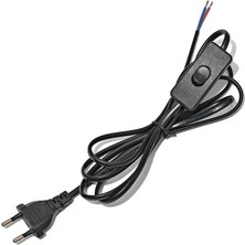 Prime Sekatech Fişli & Anahtarlı Arapuarlı Hazır Kablo | 2 Metre Siyah Uzatma Kablosu | 0,50 Mm² Kesit | Aplik,, Masa Lambası, LED Trafosu ve Tuz Lambası Için