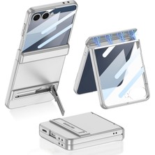 Prime Galaxy Z Flip 7 ile Uyumlu Kılıf Cns Kıpta Standlı Kapak - Gümüş