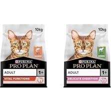 Prime Pro Plan Original Somonlu Kuru Kedi Maması 10 kg ve Pro Plan Delicate Kuzu Etli Kuru Kedi Maması 10 kg