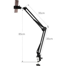 Prime 360° Ayarlanabilir Masaüstü Üst Çekim Telefon Standı – Süspansiyon Kollu Kol – Canlı Yayın, Yemek Çekimi, Üstten Çekim, Youtuber & Yayıncı Için – Bluetooth Kumandalı