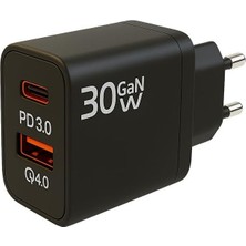 Prime Redline 30W Gan Type-C ve Usb-A Girisli Hizli Sarj Adaptörü