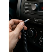 Al-Kar Ticaret Aux Bluetooth 5.0 Alıcı Adaptör Mikrofonlu USB Beslemeli Araç ve Ev Tipi Ses Sistemlerine Uyumlu Spiral Kablo Aux To Bluetooth Çevirici