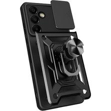 Prime Galaxy S25 Fe ile Uyumlu Kılıf Sürgülü Siyah Panther Yüzüklü Silikon Orijinal (Galaxy S25 Fe ile Uyumlu, Sürgülü Siyah)