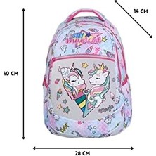 Prime Ilkokul Okul Sırt Çantası Kız Erkek Beslenme Çantalı Ortopedik 2li Set At Model Beyaz