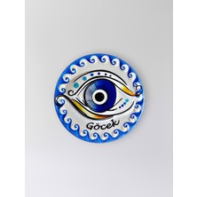 Mundy Göcek Temalı Polyester Kabartmalı Nazar Magnet  Çap: 7 cm – Dekoratif Hediyelik Buzdolabı Süsü  (KOD:1216)