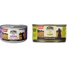 Prime Acana Premium Pate (Ezme) Konserve Yaş Kedi Maması, Tavuklu ve Balıklı, Yavru Kedi, 85 gr ve Acana Premium Pate (Ezme) Konserve Yaş Kedi Maması, Kuzu Etli, 85 gr