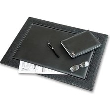 Prime 2k 4722 Sümen Takımı Deri Hilton Kenar Desenli Tek Parça Kapaklı Pad Sümen 55X42 Cm, Siyah
