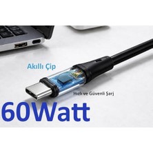 Prime Wahoo Type C-C Örgülü 60WATT Pd Hızlı Şarj Kablosu, 15/16/17 ve Andoid Için (Siyah/ Metal) (100 Cm)