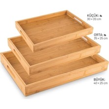 Prime Bambu Servis Tepsisi Seti, Doğal Ahşap, 3'lü Set, Küçük-Orta-Büyük, Kahvaltı ve Sunum Için