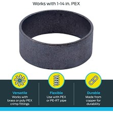Prime 1-1/4 Inç Bakır Sıkma Halkaları, 50'li Paket, Pex Boru, Pe-Rt, 24676