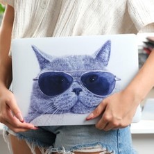 Prime MacBook Pro 13 Inç M1 M2 Uyumlu Sert Kapak Kılıf | Kedi Desenli Baskı | Alt + Üst Koruma | 360° Çizilmeye Dayanıklı Laptop Kılıf Gri