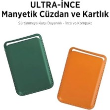 Prime Bix Tmw4 Magsafe Uyumlu Deri Cüzdan Manyetik Kartlık Standlı Katlanabilir Kahverengi