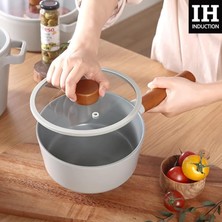 Prime Fika Cam Kapaklı Alüminyum Döküm Sos Tenceresi 18CM Gri