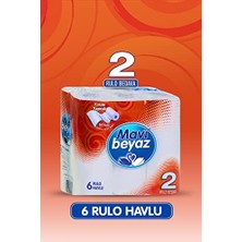 Prime Mavi Beyaz Çift Kat Havlu, 6'lı