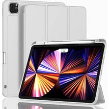 Prime iPad Pro 12.9 6. Nesil 2022 ile Uyumlu Kılıf Pen Charge Kalem Bölmeli A2436 A2437 A2764 A2766 Gri