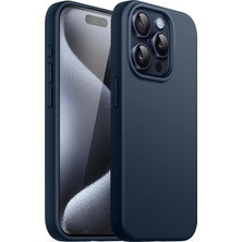 Prime & Aksesuar 15 Pro Max ile Uyumlu Içi Kadife Dışı Mat Yapıya Sahip Koruma Sağlayan Lansman Silikon Kılıf (Lacivert)