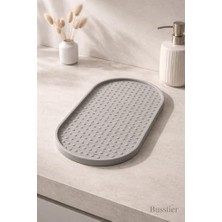Prime Silikon Yağdanlık ve Sıvı Sabunluk Altlığı 24X12 cm Kaymaz Dayanıklı Kolay Temizlenebilir Mutfak ve Banyo Tezgah Koruyucu Çok Amaçlı Şık Tasarım (Gri)