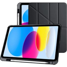 Prime iPad 10.9 Inç 2022 10. Nesil Uyumlu Smart Kılıf, Pencil Kalemlikli, Trifold, Esnek, Mat, Darbeye Tam Dayanıklı Tablet Kılıfı (Siyah)