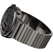 Prime - ile Uyumlu Galaxy 46MM Kordon Baklalı Metal Kordon - Gri