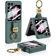 Prime Galaxy Z Flip 6 Kılıf Z Harfli Yüzüklü Kıpta Kapak-Koyu Yeşil