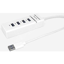 Prime USB Çoklayıcı 4in1 USB 3.0 4 Port Çoğaltıcı Hub 5gpbs Hızlı Aktarım 30CM Kablo Pc Bilgisayar Switch Splitter - Beyaz Renk (4 Port Hub - Beyaz)