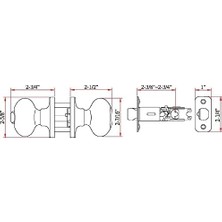 Prime 750596 Yumurta 2 Yönlü Mandal Giriş Kapı Topuzu, Ansı Sınıf 3, Yağla Pürüzlü Bronz, Anahtarlı, 12 Parça