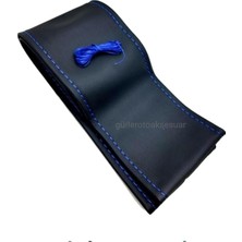 Prime Dikmeli Direksiyon Kılıfı Soft Siyah Deri-Mavi Ipli (38CM-10CM)