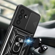 Prime Galaxy A36 ile Uyumlu Kamera Sürgülü ve Korumalı [askeri Sınıf Korumalı] Darbe Önleyici, Köşe Korumalı Yüzüklü Standlı Tank Kılıf (Siyah, Galaxy A36)