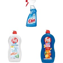 Prime Clin Pırlanta Parlaklığı 500 ml + Pril Losyon Aloe Özlü Kaşmir Etkisi ile Cilde Uyumlu Elde Yıkama + Pril Türkiye Serisi - Adana Portakalı Kokulu Elde Yıkama G