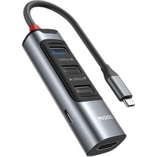 Prime 5in1 3 Adet USB 3.0/1 Adet 100W Type-C ve 1 Adet 4K 30Hz HDMI Çıkışlı Hub Dönüştürücü