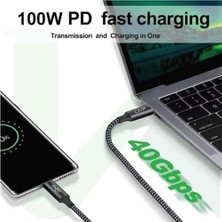 Prime Action Thunderbolt 4 Type C Kablo 100 W Pd Şarj 1 Metre 40 Gbps Veri ve Görüntü Aktarım Kablosu Örgülü Kablo TH01