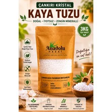 Anadolu Hasat 3kg Çankırı Kristal Sofrada Öğütme(Granül) Kaya Tuzu