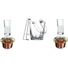 Prime 6 Parça Meşrubat Rakı Bardak Bakır Ehlikeyf Buz Kovası Seti 869541202214456