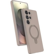 Prime - Galaxy S24 Ultra ile Uyumlu Kılıf ile Uyumlu Halkalı Standlı Içi Kadife Yumuşak Renkli Silikon Kapak