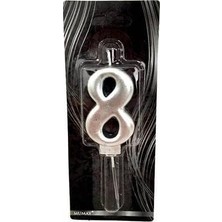Prime - 8 Yaş Gümüş Pasta Mumu