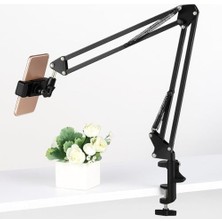 Prime 360° Üst Çekim Masaüstü Telefon Tripodu | Ayarlanabilir Süspansiyon Kol, Metal Kaymaz Taban, Evrensel Telefon Tutucu, Siyah