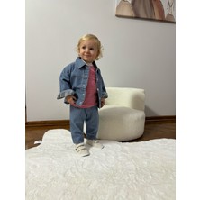 Zeyno & Memo Önden Çıt Çıtlı Nakışlı Kot Ceket