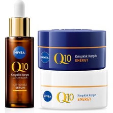 Prime SPF15 Q10 Energy Gündüz Yüz Kremi 50ML, Gece Kremi 50ML ve Kırışıklık Karşıtı Çift Etkili Serum 30ML