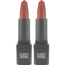Prime Uzun Süre Kalıcı Yoğun Renk Veren Nemlendirici Parlak Ruj - Glossy Lipstick 305 Rose Apricot (2 Paketi)