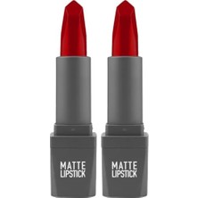 Prime Yoğun Renk Veren Uzun Süre Kalıcı Nemlendirici Kadifemsi Mat Ruj - Lipstick 422 Red (2 Paketi)