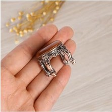 Prime Exe Minyatür Mobilya Ahşap Yuvarlak Ahşap Metal Bebek Evi Çocuk Oyuncakları Bej
