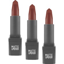 Prime Yoğun Renk Veren Uzun Süre Kalıcı Nemlendirici Kadifemsi Mat Ruj - Lipstick 412 Warm Brown (3 Paketi)