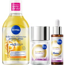 Prime Aydınlatıcı Cilt Bakım Seti, Nemlendirici Serum, Tonik, Micellar Makyaj Temizleme Suyu, C Vitamini,